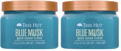 Tree Hut Blue Musk Shea Sugar Scrub, Exfoliating, Hydrating & Moisturizing Body Scrub with Shea Butter & Nourishing Essential Oils, Smooth & Soften Skin, 18 oz (Pack of 2)