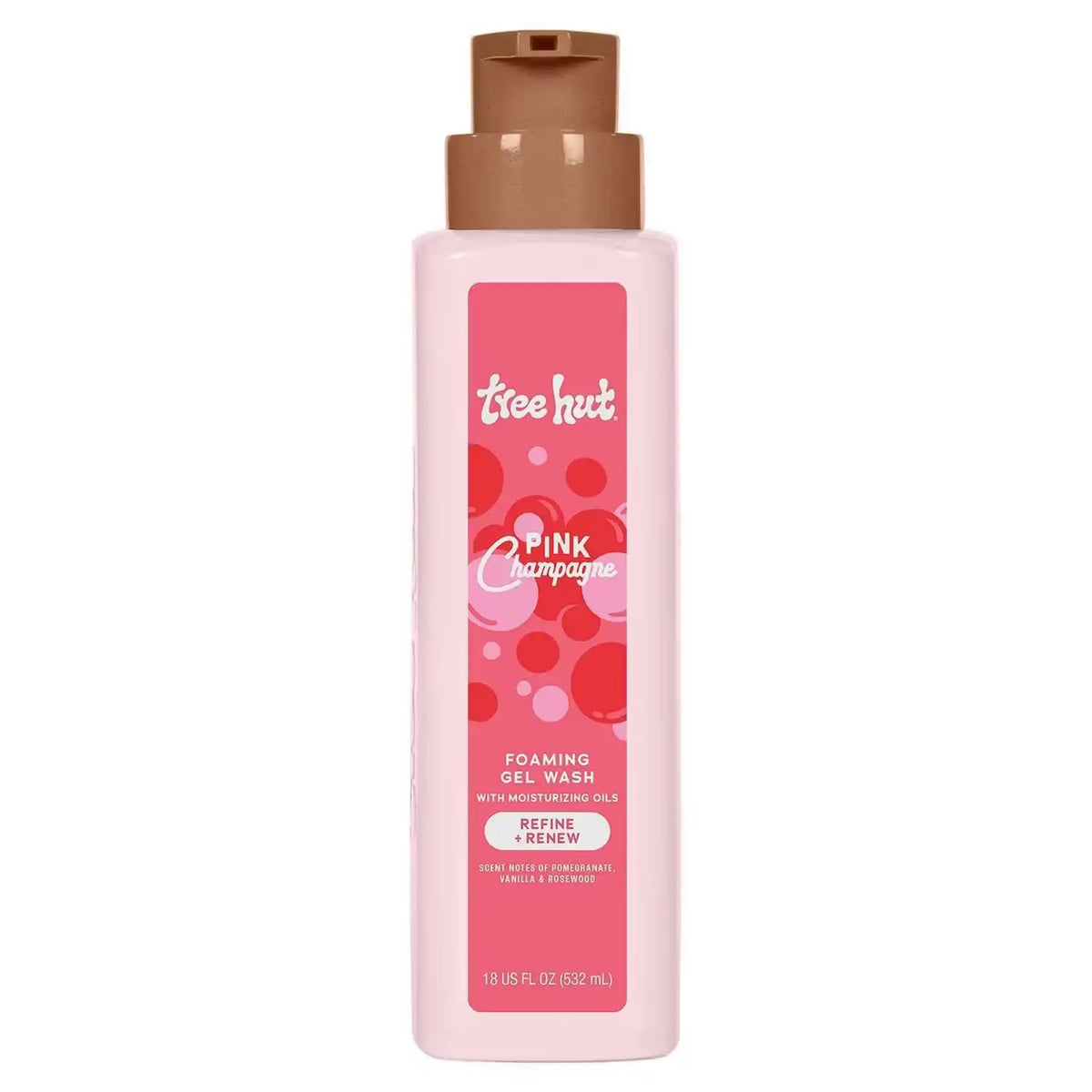 Tree Hut Pink Champagne Body Wash with Shea Butter, Pump Bottle, 18 Fl Oz | Nourishing & Moisturizing Foaming Shower Gel with Shea Butter, Soft & Glowing Skin, Gentle Cleanser, Self Care Gift for Women