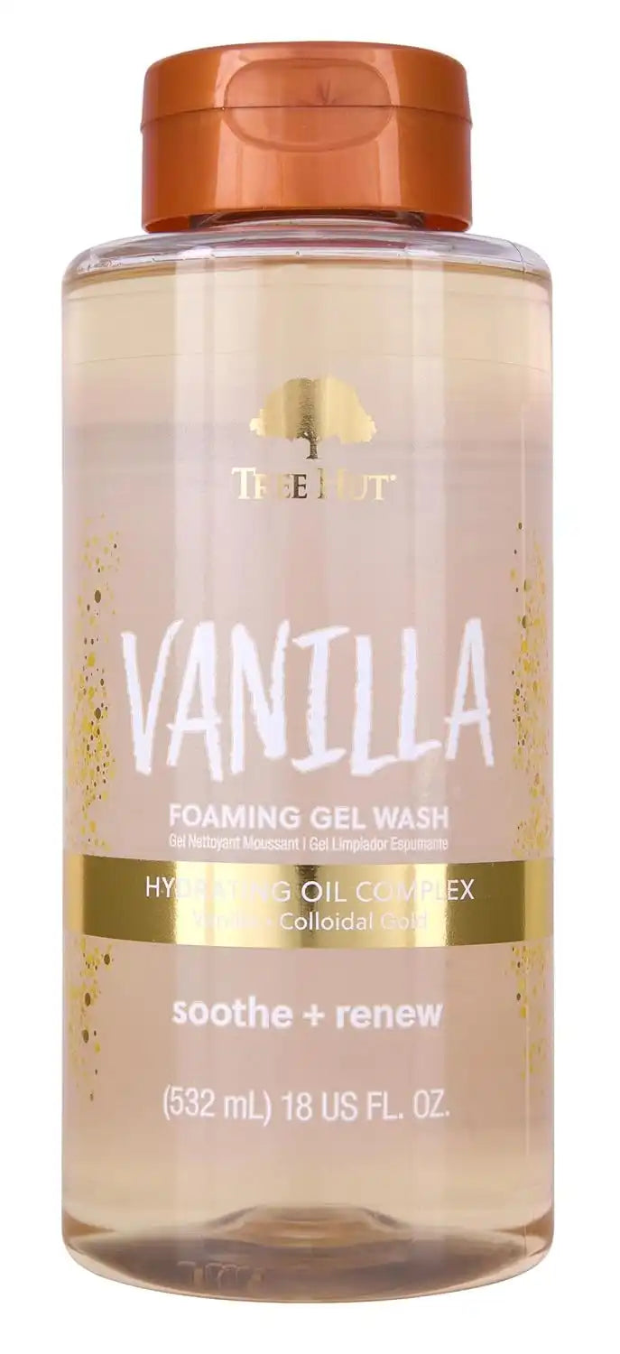 Tree Hut Vanilla Foaming Body Wash, 18 Fl Oz | Nourishing & Moisturizing Shower Gel w/ Shea Butter & Essential Oils, Soft & Smooth Skin, Gentle Cleanser For All Skin Types