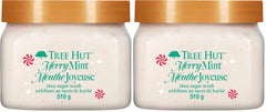 Tree Hut Merry Mint Shea Sugar Scrub, Exfoliating, Hydrating & Moisturizing Body Scrub with Shea Butter & Nourishing Essential Oils, Smooth & Soften Skin, Limited Edition Holiday, 18 oz (Pack of 2)