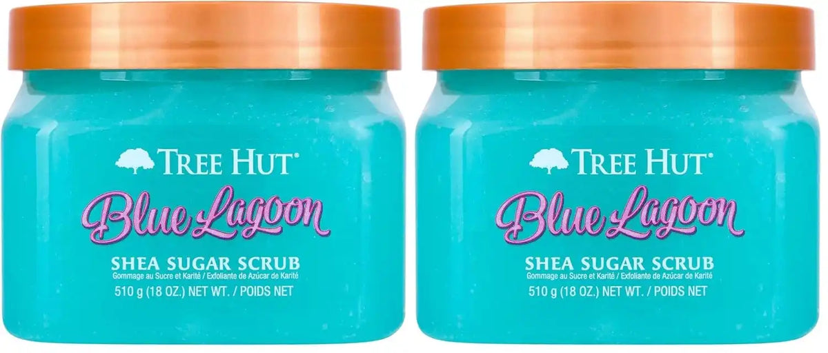 Tree Hut Blue Lagoon Shea Sugar Scrub,Exfoliating,Hydrating & Moisturizing Body Scrub with Shea Butter & Nourishing Essential Oils,Smooth-& Soften Skin,18 oz,(Pack of 2)